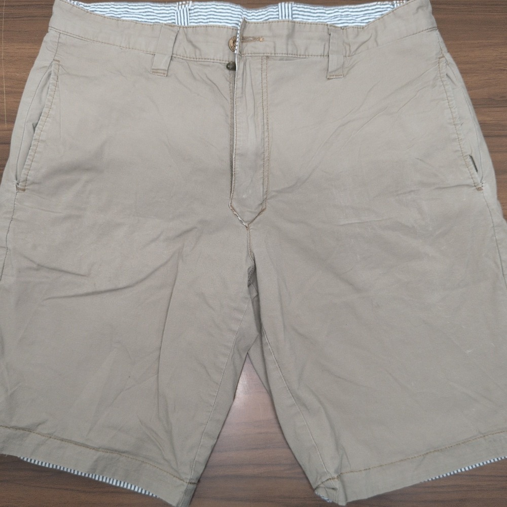 Tailor Vintage Shorts Mens 32 Khaki Striped 10"‎ Madras Reversible Chino